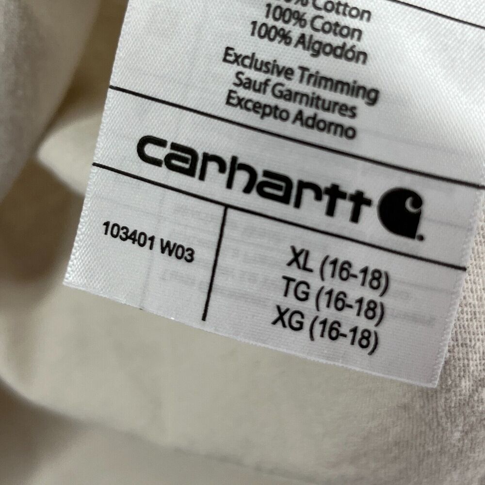 CARHARTT Shirt Boys XL 16-18 Loose Fit Heavyweight Long Sleeve Cotton Beige - Picture 11 of 14